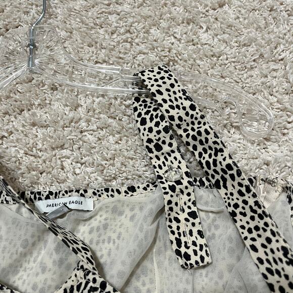 American Eagle Small Cheetah Print Linen Blend Square Neckline A-Line Mini Dress - Picture 5 of 8